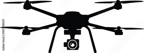 Drone silhouette aerial photography technology remote flying camera vector illustration isolated  aerial photography technology remote flying camera vector illustration isolated design