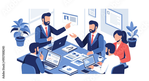 Business Professionals Discussing Project at Meeting Table.