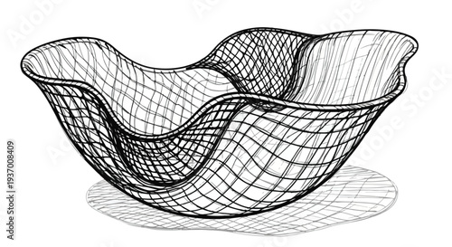 Abstract wireframe basket mesh design sketch art