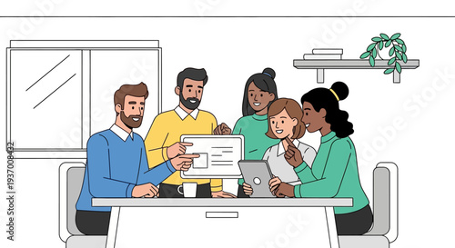 Group of People Working Together at Table.