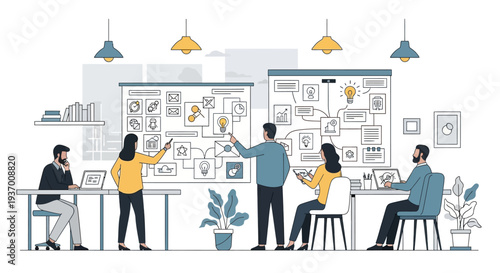 Team Collaboration on Large Project Board.