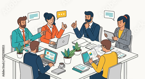 Business Professionals Meeting Around Table Discussing.