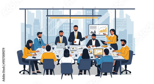 Business Professionals Meeting Around Conference Table.