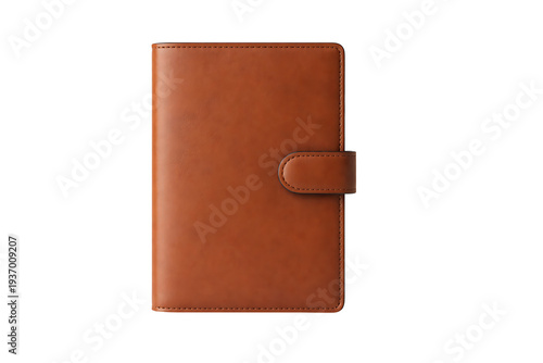 brown leather wallet with strap isolated on transparent background