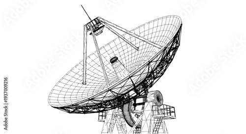 Satellite dish communication technology sketch art