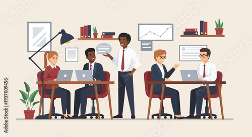 Business Professionals Working Together in Office.