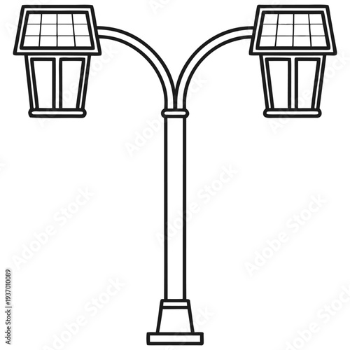 Double Arm Solar Street Light Vector for Architecture Landscapes