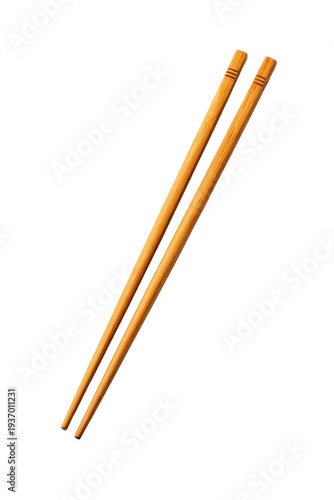 Photos a pair of natural bamboo chopsticks laid diagonally on a solid transparent background, signifying asian dining