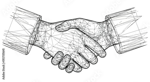 Business handshake partnership deal concept sketch