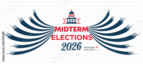 Midterm Elections 2026 USA Patriotic Wings Style Political Banner