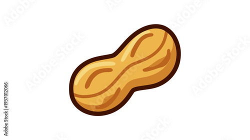 A cartoon-style illustration of a peanut with detailed textures and a dark brown outline on a white background