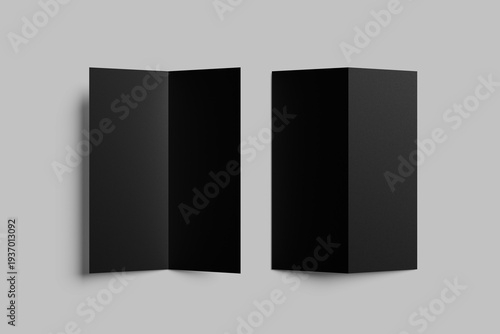 Bi-fold brochure mock-up. 3D render illustration