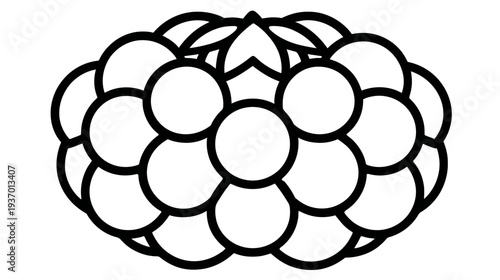 A cluster of overlapping, circular forms, black outlines against a white background