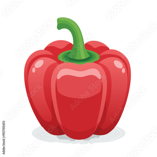 Vibrant red bell pepper illustration on white background