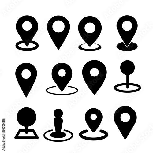 Location Pin Map Icons Set for GPS Navigation and Digital Mapping