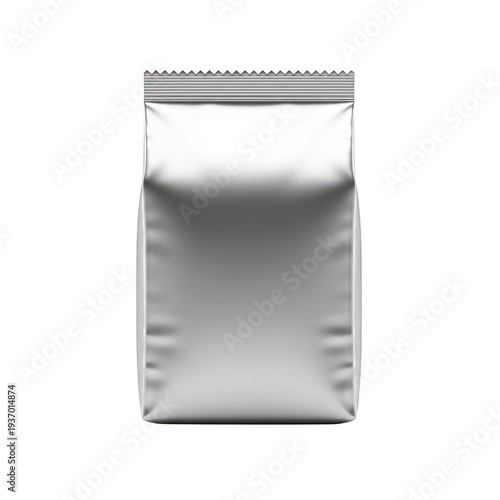 A close-up view of a shiny, metallic, cylindrical container with a label. isolated on transparent background