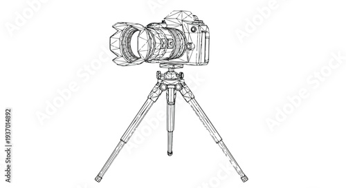 Professional camera photography gear technical sketch