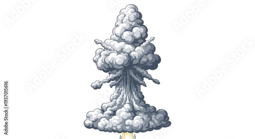 Pixel Art Mushroom Cloud Explosion