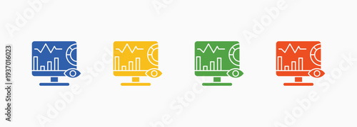 Monitoring Icon Set Color Multiple Style Collection Element For Design