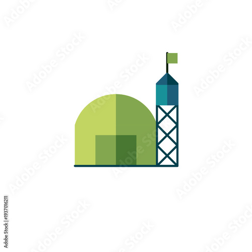 Military base icon for defense headquarters and armed forces operation center.