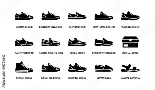 Collection of casual and athletic shoe icons