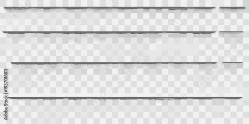 Torn paper edges on a transparent background creating a ripped effect