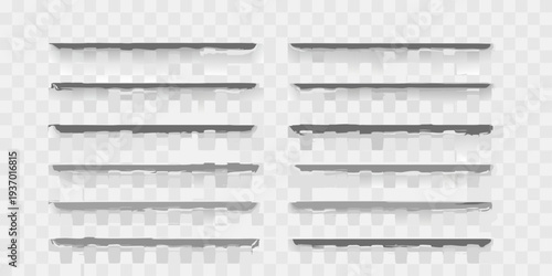 Realistic torn paper edges and shadows on a transparent background