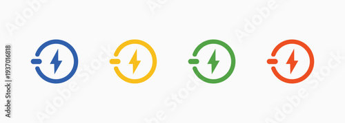 Power Icon Set Color Multiple Style Collection Element For Design