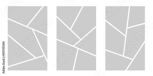 Image collage layout template. Grey mosaic mood board grid collection. Picture frame set. Photo album idea for banner, poster, comic page, flyer, brochure, booklet, memory wall design. Vector pack