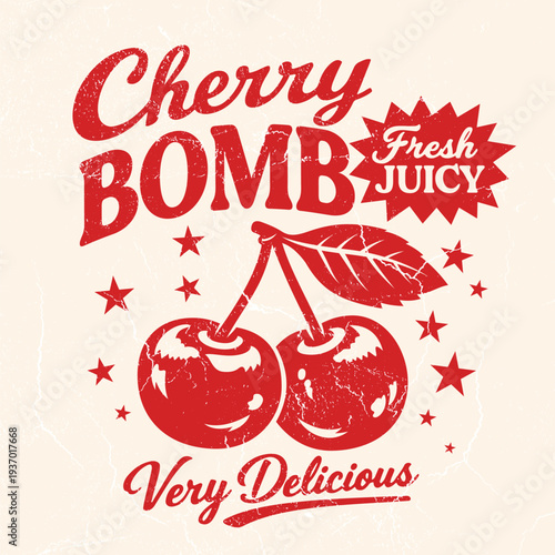 Cherry Bomb – Fresh Tee Design For Printing. Good For Poster, Wallpaper, T-Shirt, Gift.