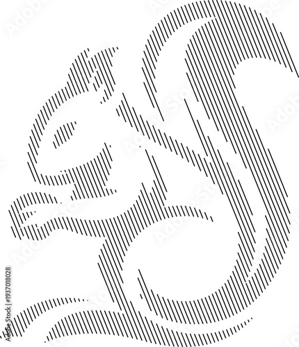 Leaping Squirrel Dynamic Line Art Black White Animal Illustration, Jumping Squirrel Outline Forest Wildlife Drawing