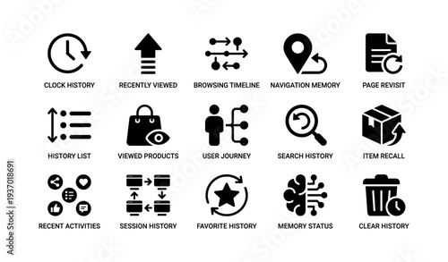 Icons of digital interaction: timeline, navigation, user journey, and memory management