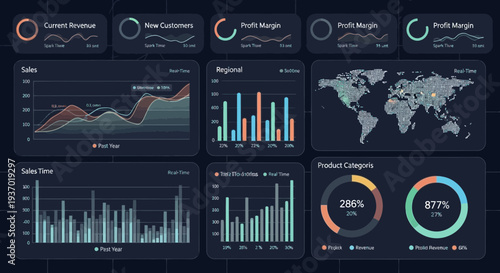 Data Visualization Dashboard with Charts and Graphs for Business Analysis 1.