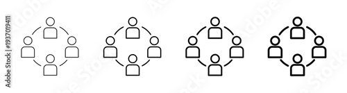 Team Collaboration and People Connected Line art icon Vector Illustration