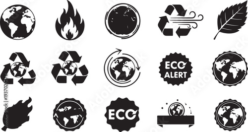 Eco Friendly Icons for Sustainable Living and Environmental Awareness