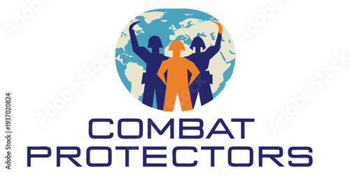 Diverse workers support a globe promoting global combat against threats