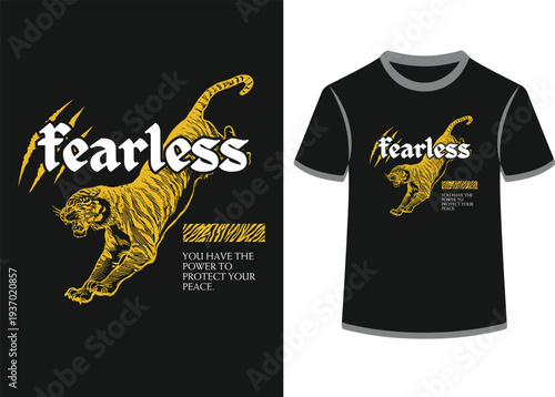 Cuadro en lienzo Fearless tiger design with inspirational text, you have power to protect peace,