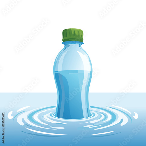 Water bottle graphic floating in water