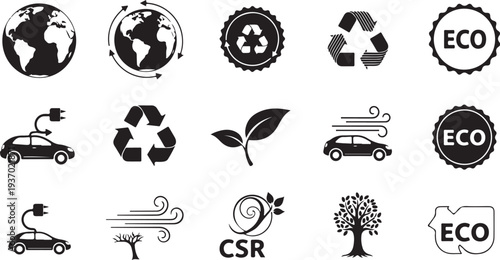 Eco friendly icons for sustainable living and green environment