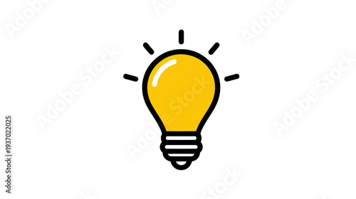 A stylized illustration of a light bulb emitting rays. Graphic design concept