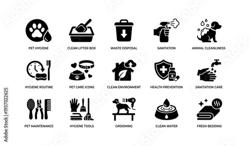Pet hygiene practices: cleanliness, grooming, sanitation, waste disposal, health prevention