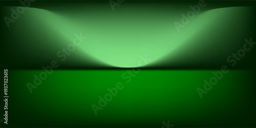 green background abstract with Gradient in empty room studio, green empty room studio gradient used for background, green background studio with shine use for product shooting. vector dynamic room