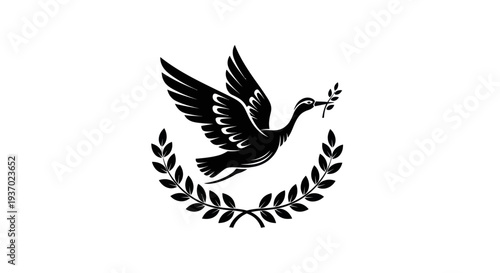 Flying dove with olive branch vector