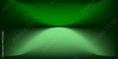 green background abstract with Gradient in empty room studio, green empty room studio gradient used for background, green background studio with shine use for product shooting. vector dynamic room