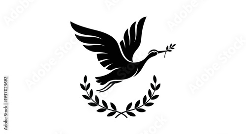 Flying dove with olive branch vector