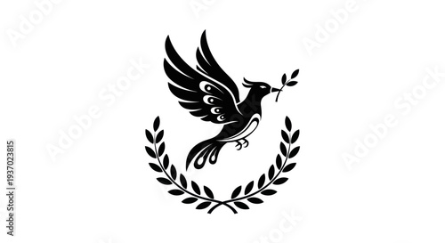 Flying dove with olive branch vector