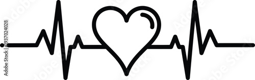 Heartbeat with a heart symbol in the center of an electrocardiogram