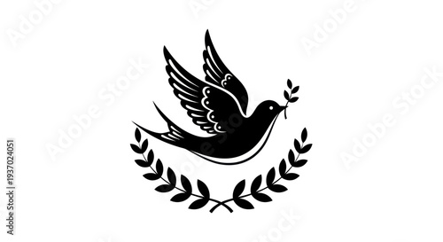 Flying dove with olive branch vector