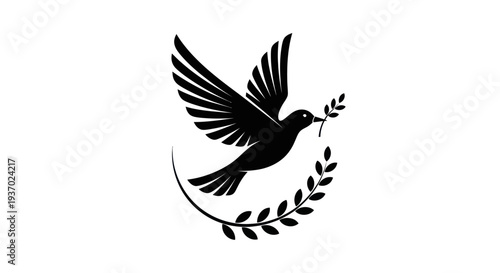 Flying dove with olive branch vector