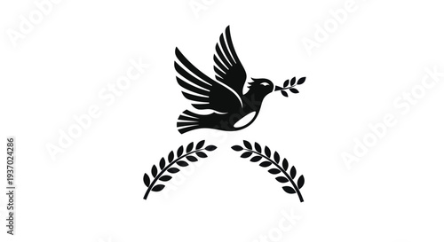 Flying dove with olive branch vector